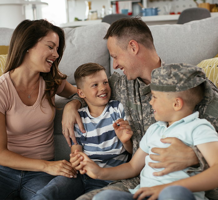military man with family